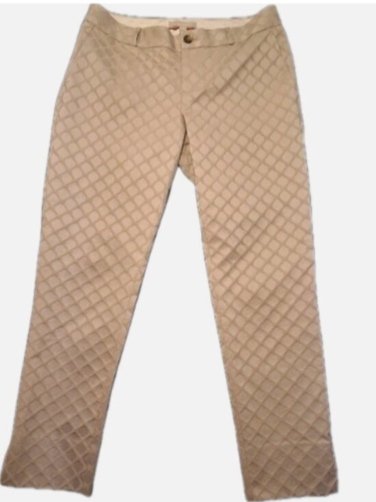 Banana Republic Pants - Banana Republic Camden Jacquard Beige Ankle Pant Size 4 Diamond Mid Rise